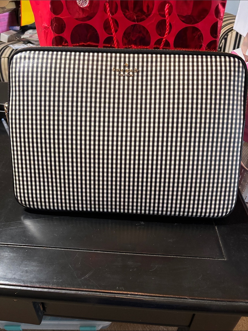 kate spade Black and White Gingham Laptop Sleeve
